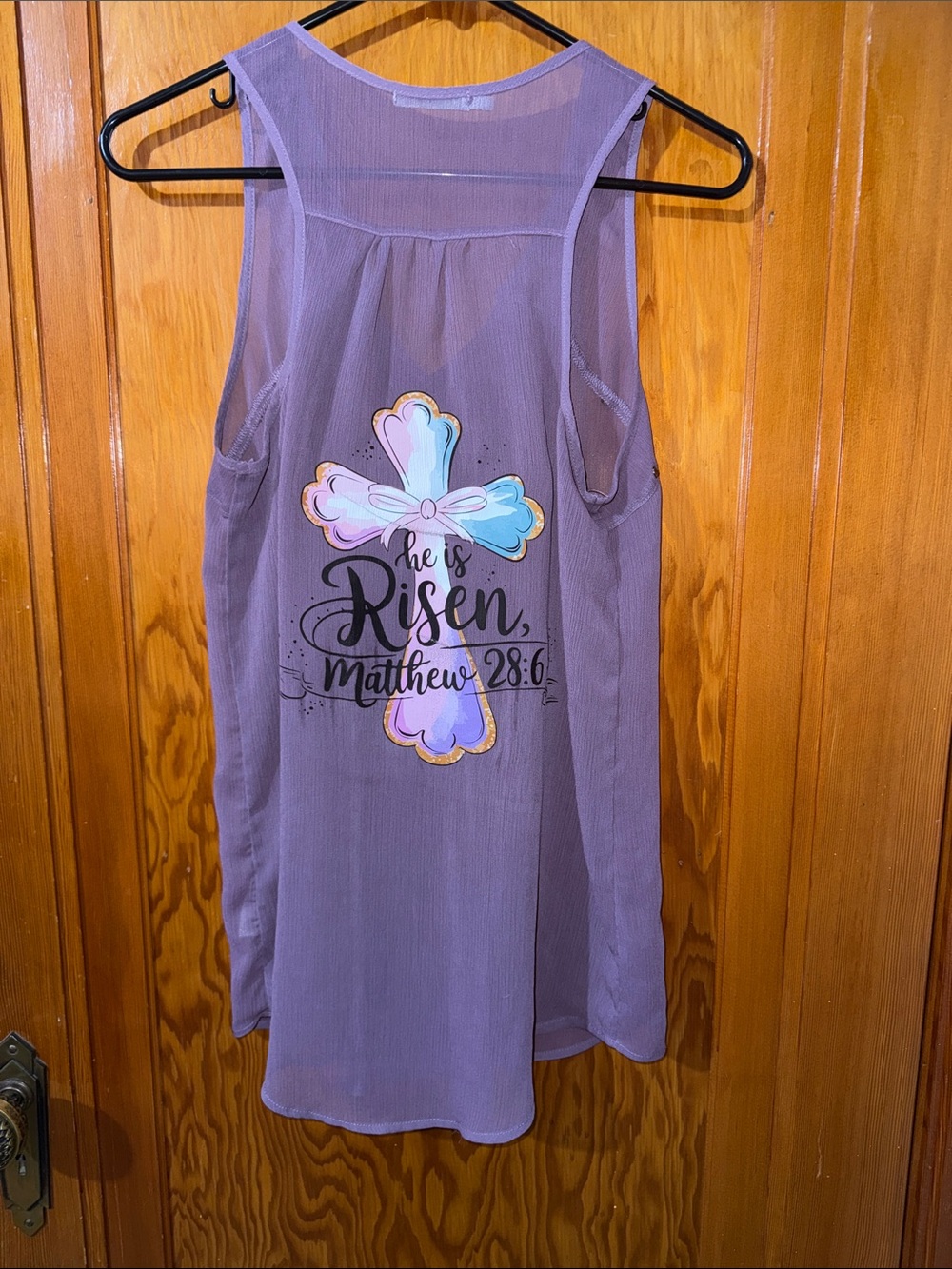Maurices Lavender Graphic Tank Dress with Pastel Cross